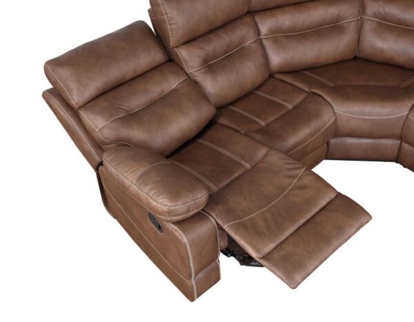 Rudger 3-Piece Manual Reclining Sectional, Chestnut - Image 3