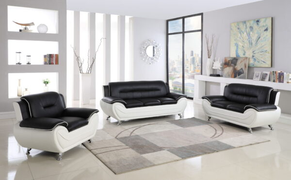 Generation Trade 3Pcs White / Black Metro Living Room Set