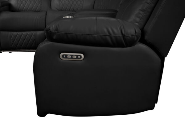 Bravo Black Power Reclining Sectional Sofa With Bluetooth Speake - Image 2