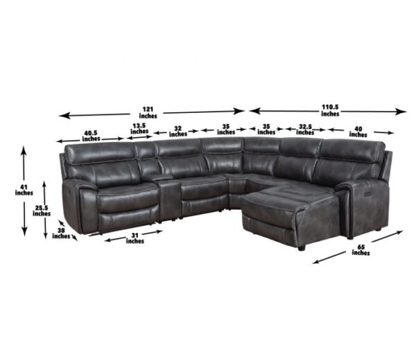 Provo 6-Piece Dual-Power Chaise Sectional - Image 2