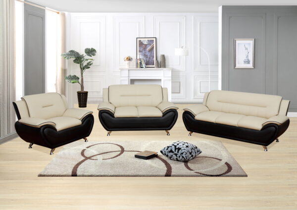 Generation Trade 3Pcs Light Beige / Brown Metro Living Room Set