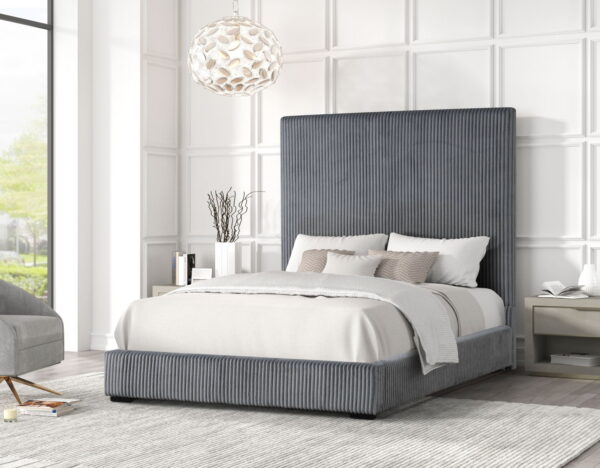 Generation Sally "Gray Queen" Platform Corded Velvet Upholstery Bed