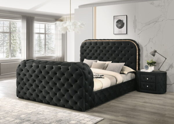 Generation Valentina "Black Queen" Platform Upholstered Bed with storage